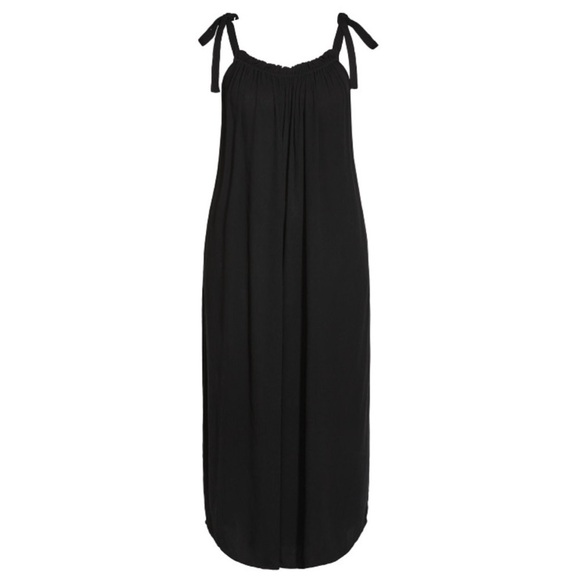 EVANS 16W-24W Black Tie Shoulder Midi Maxi Dress or Swimsuit Cover Up AA01.9 - Picture 2 of 5
